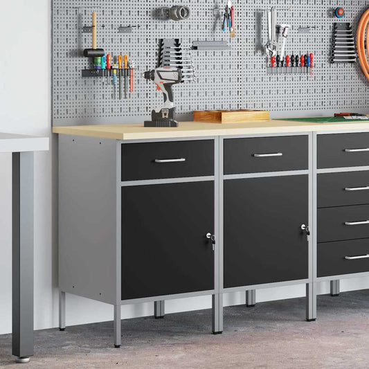 Arbeidsskap med skuff 2 pcs Svart og Grå 100 x 55 x 85 cm vidaXL