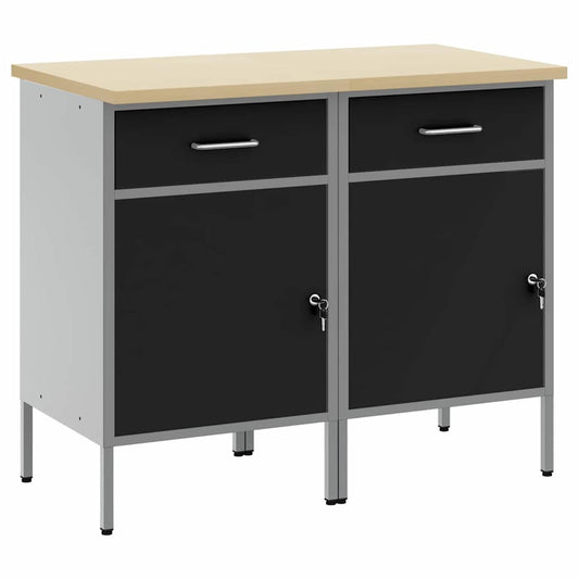 Arbeidsskap med skuff 2 pcs Svart og Grå 100 x 55 x 85 cm vidaXL