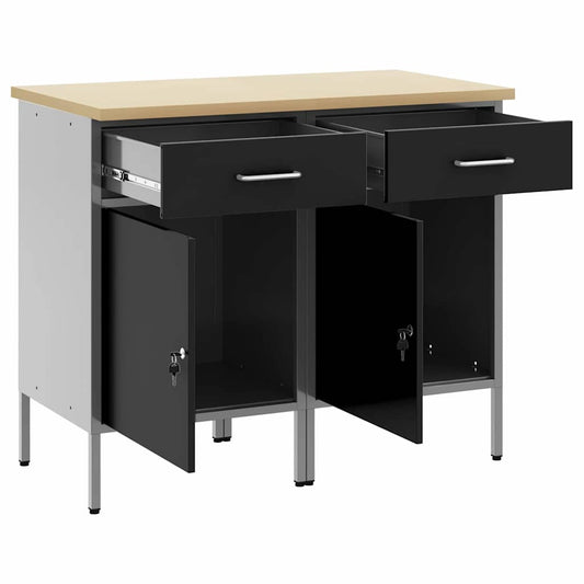 Arbeidsskap med skuff 2 pcs Svart og Grå 100 x 55 x 85 cm vidaXL
