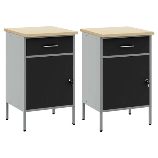 Arbeidsskap med skuff 2 pcs Svart og Grå 100 x 55 x 85 cm vidaXL