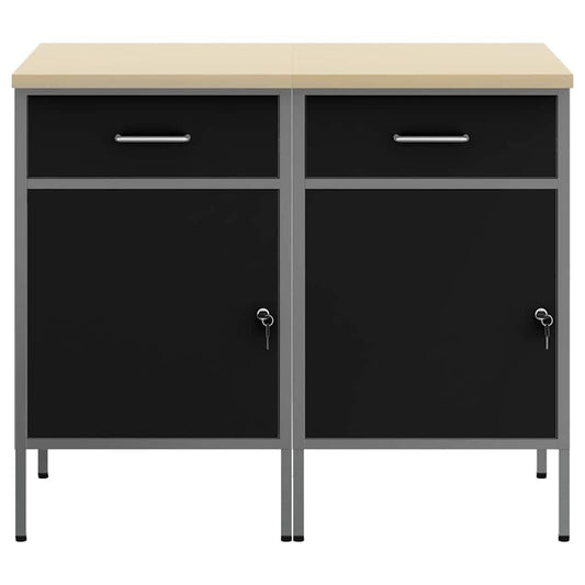 Arbeidsskap med skuff 2 pcs Svart og Grå 100 x 55 x 85 cm vidaXL