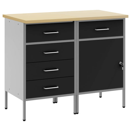 Arbeidsskap med skuff 2 pcs Svart og Grå 75 x 45 x 85 cm vidaXL