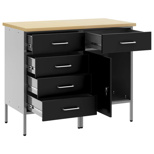 Arbeidsskap med skuff 2 pcs Svart og Grå 75 x 45 x 85 cm vidaXL