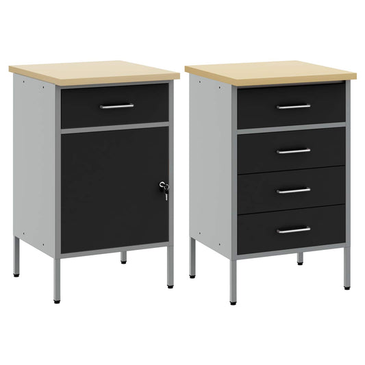 Arbeidsskap med skuff 2 pcs Svart og Grå 75 x 45 x 85 cm vidaXL