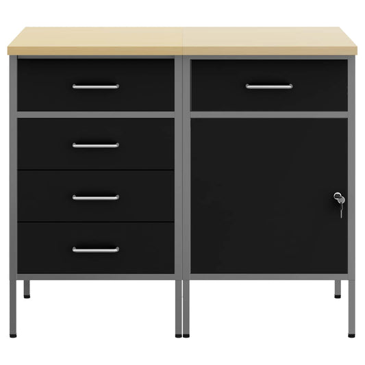 Arbeidsskap med skuff 2 pcs Svart og Grå 75 x 45 x 85 cm vidaXL