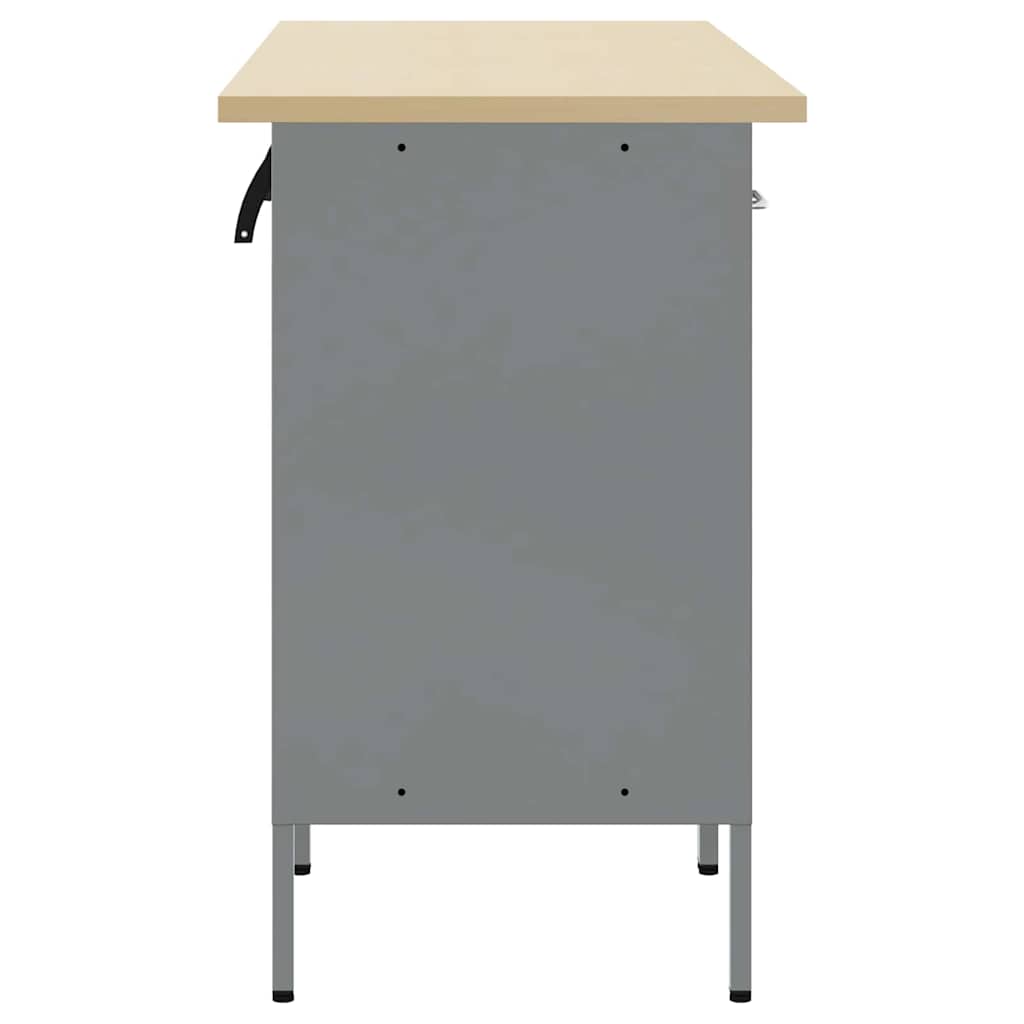 Arbeidsskap med skuff 3 pcs Svart og Grå 150 x 55 x 85 cm vidaXL