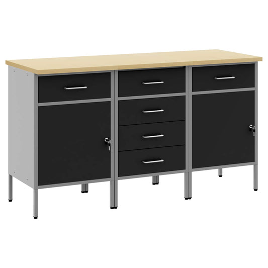 Arbeidsskap med skuff 3 pcs Svart og Grå 75 x 45 x 85 cm vidaXL