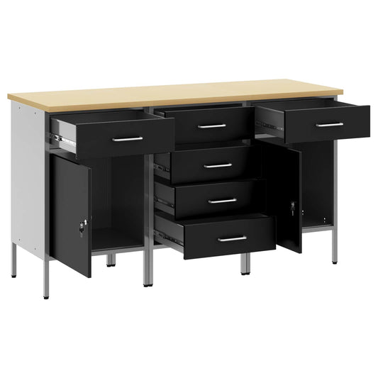 Arbeidsskap med skuff 3 pcs Svart og Grå 75 x 45 x 85 cm vidaXL