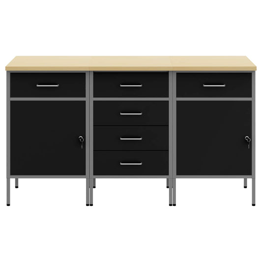 Arbeidsskap med skuff 3 pcs Svart og Grå 75 x 45 x 85 cm vidaXL