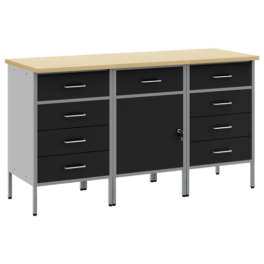 Arbeidsskap med skuff 3 pcs Svart og Grå 150 x 55 x 85 cm vidaXL