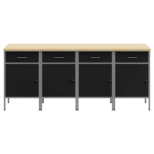 Arbeidsskap med skuff 4 pcs Svart og Grå 200 x 55 x 85 cm vidaXL