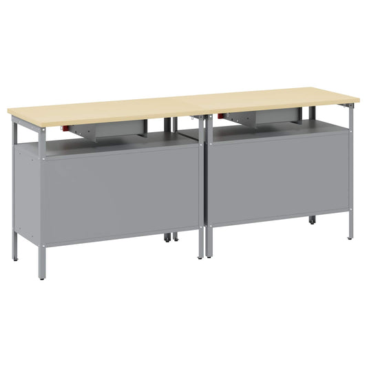Arbeidsbenksett med skuff 2 pcs Rød og Grå 200 x 55 x 85 cm