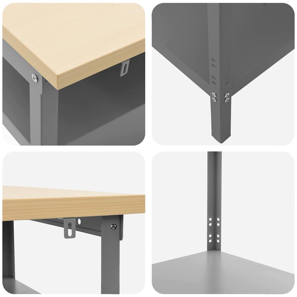 Arbeidsbenksett med hylle 3 pcs Beige og grå Pulverlakkert stål
