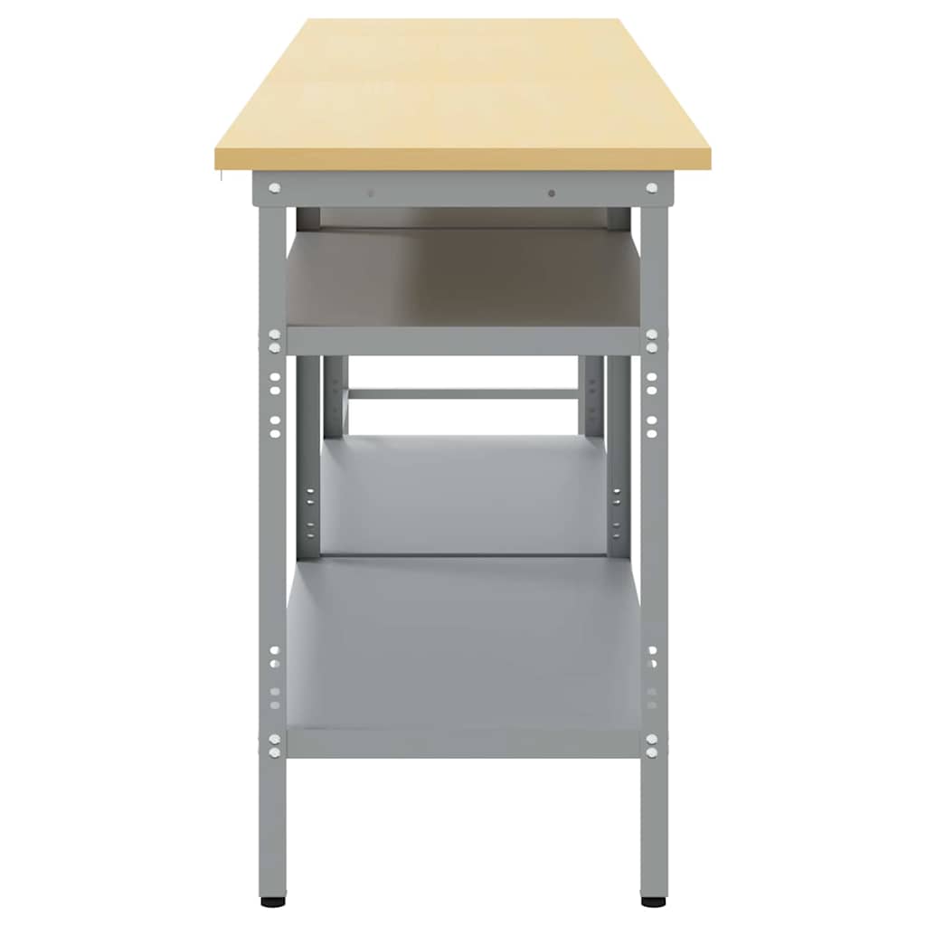 Arbeidsbenksett med hylle 3 pcs Beige og grå Pulverlakkert stål