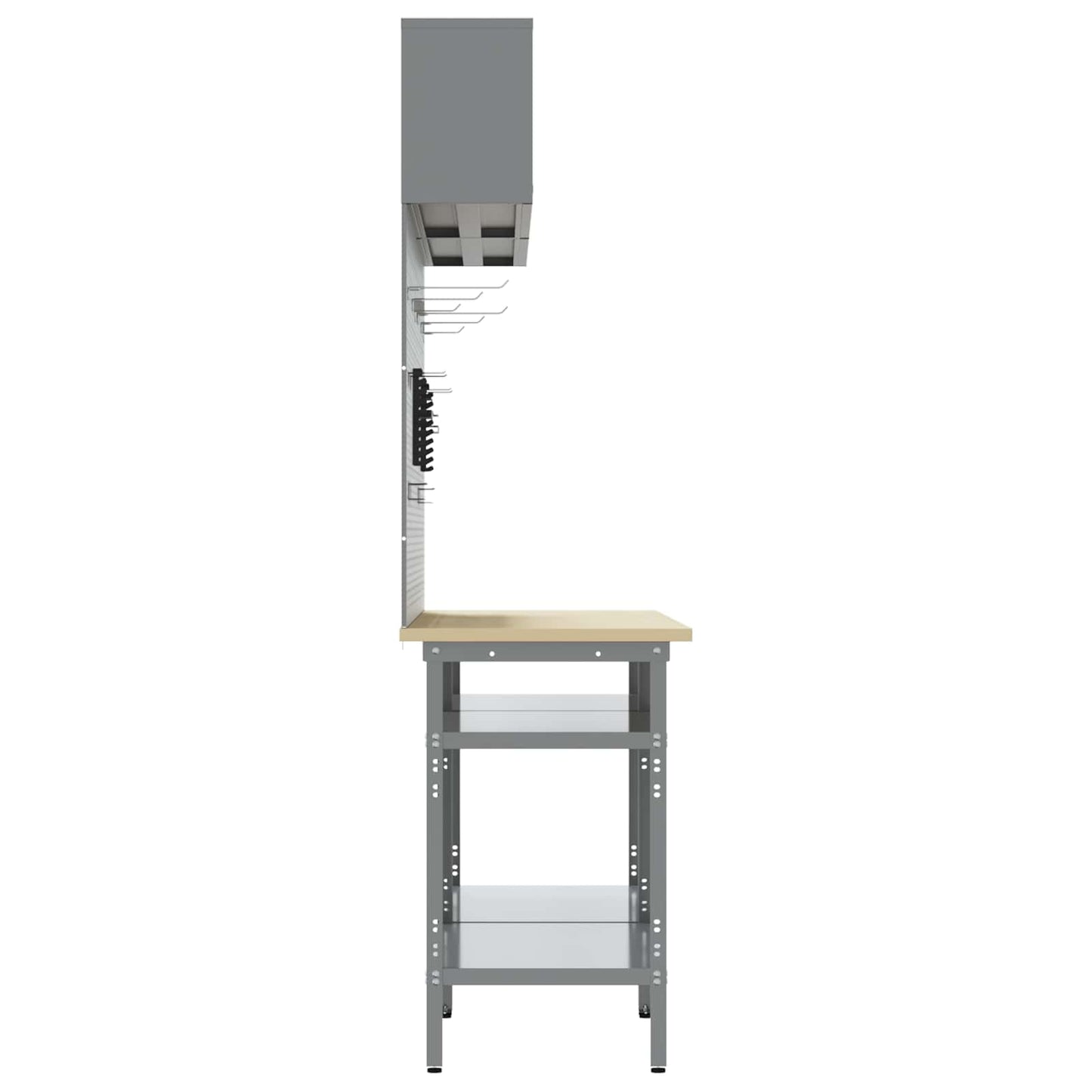Arbeidsbenksett med hylle 8 pcs Svart og Grå Pulverlakkert stål