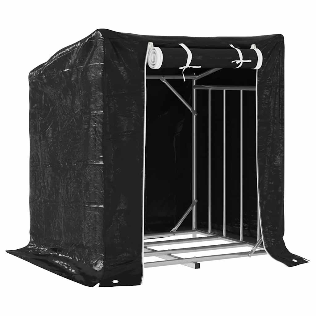 Vedstativ med regntrekk 100,5x80,5x110,5 cm galvanisert stål
