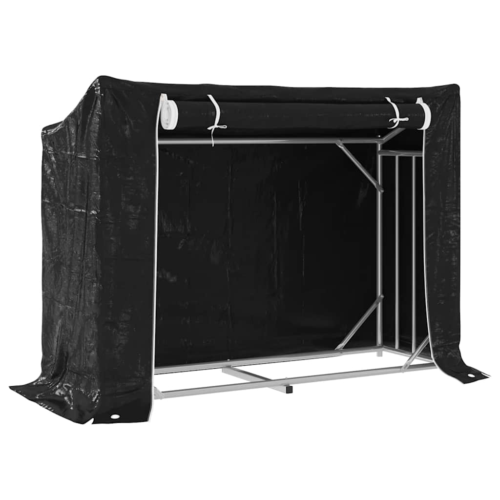 Vedstativ med regntrekk 151x60,5x110,5 cm galvanisert stål