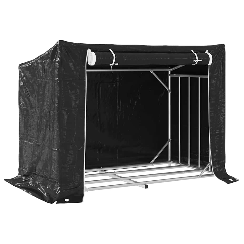 Vedstativ med regntrekk 151x80,5x110,5 cm galvanisert stål