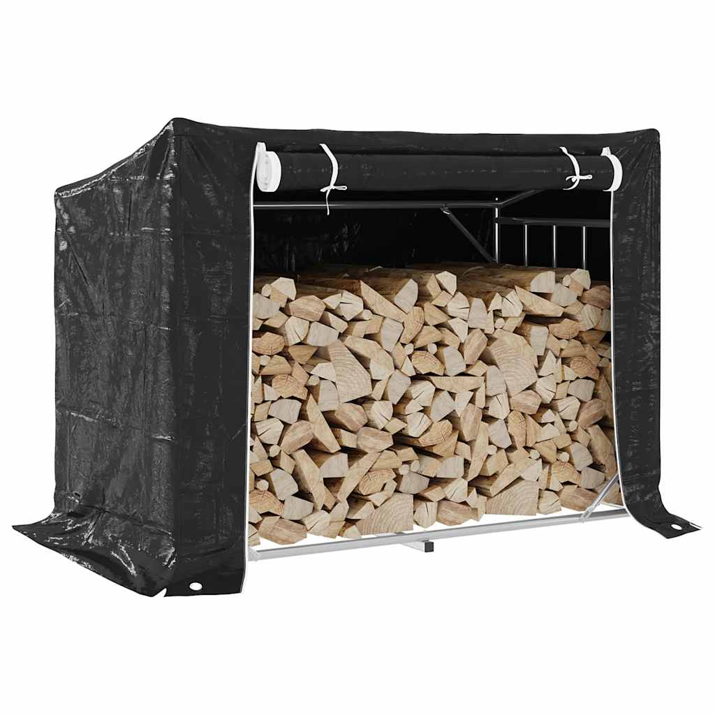 Vedstativ med regntrekk 151x80,5x110,5 cm galvanisert stål