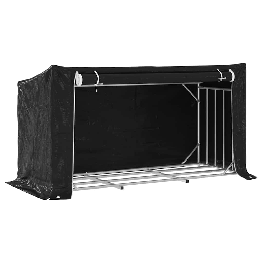 Vedstativ med regntrekk 200,5x80,5x110,5 cm galvanisert stål vidaXL