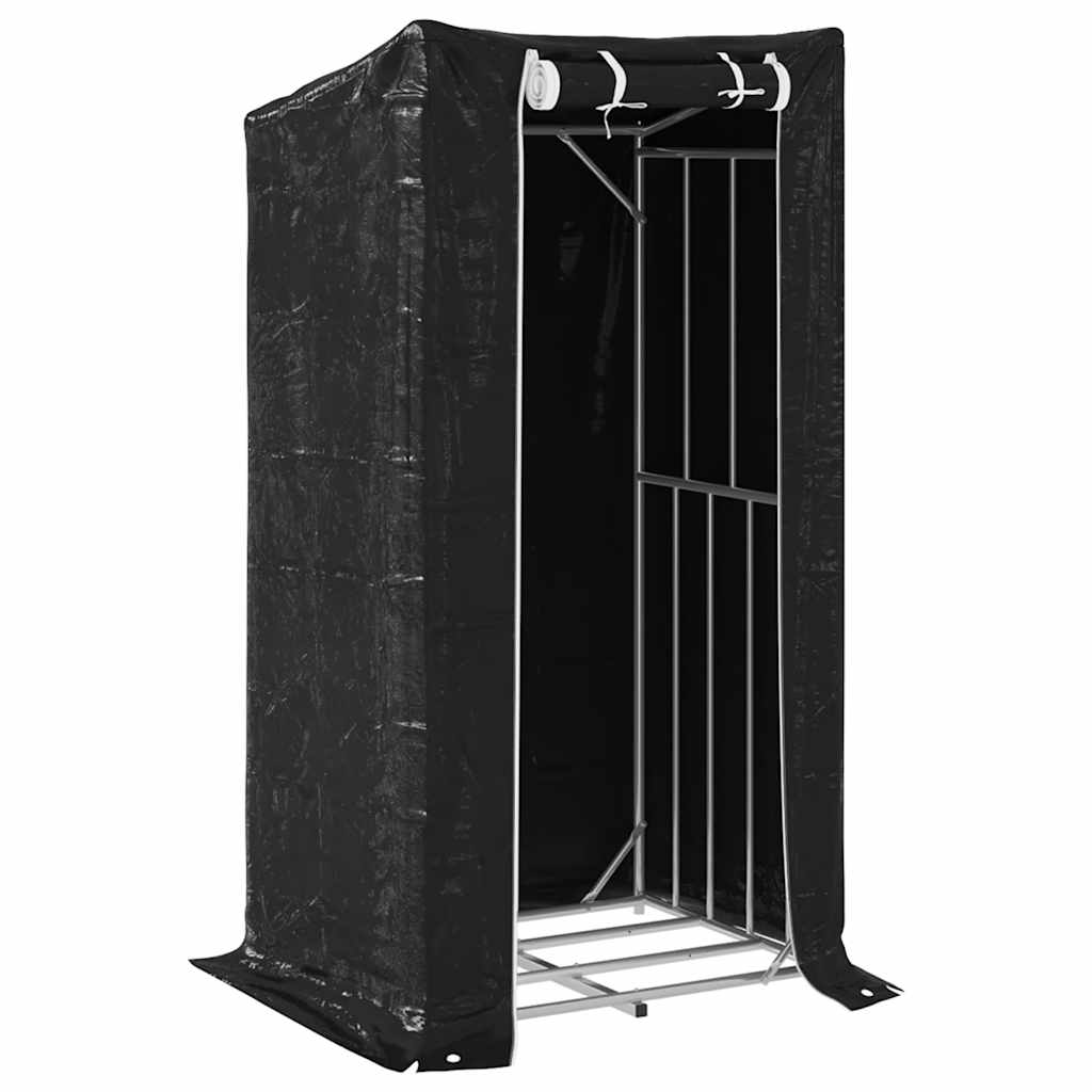 Vedstativ med regntrekk 100x80x200 cm galvanisert stål