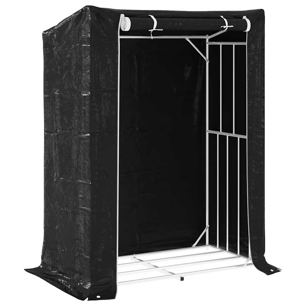 Vedstativ med regntrekk 150x80x200 cm galvanisert stål vidaXL