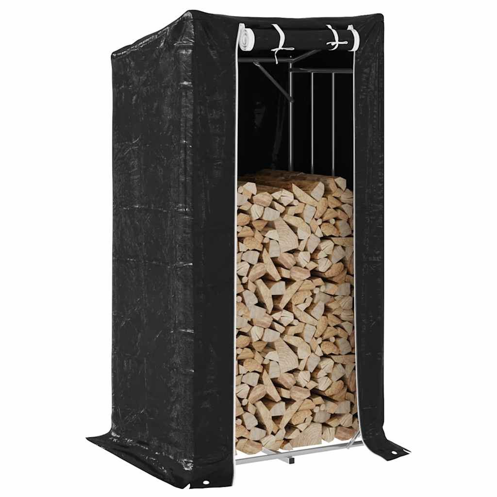Vedstativ med regntrekk 150x80x200 cm galvanisert stål vidaXL