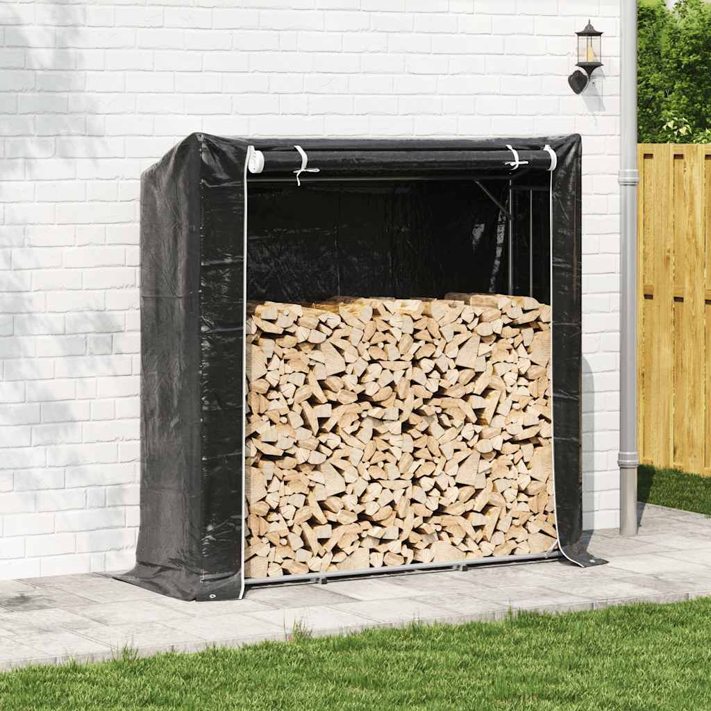 Vedstativ med regntrekk 200x60x200 cm galvanisert stål vidaXL