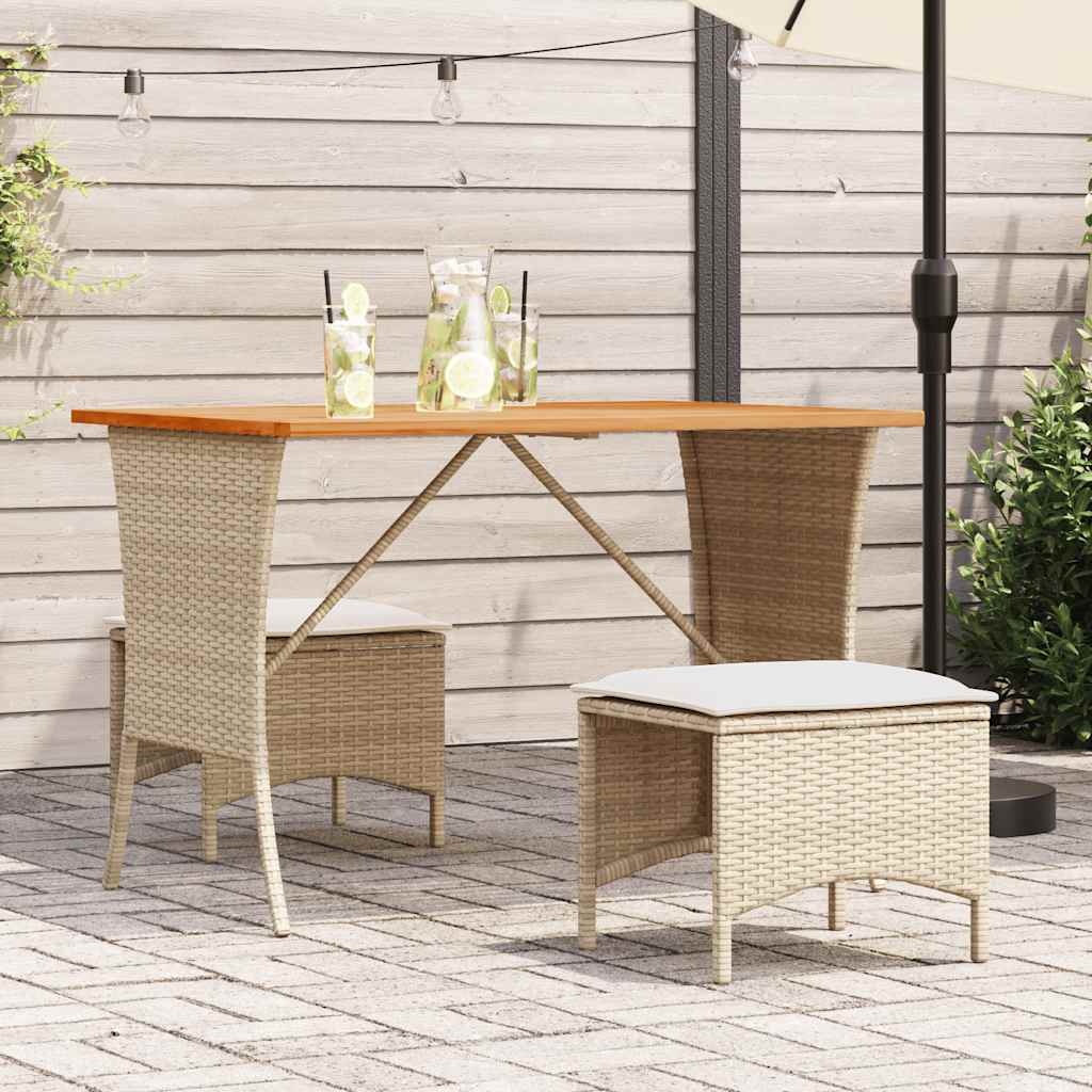 Hagebord med topp i akasietre beige 105x75x72 cm polyrotting
