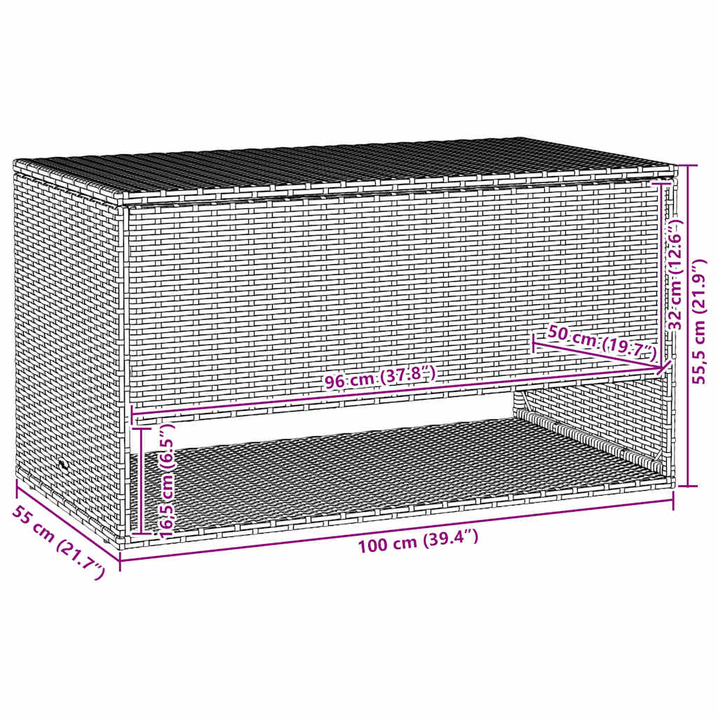 Uteputeboks svart 100x55x55,5 cm polyrotting