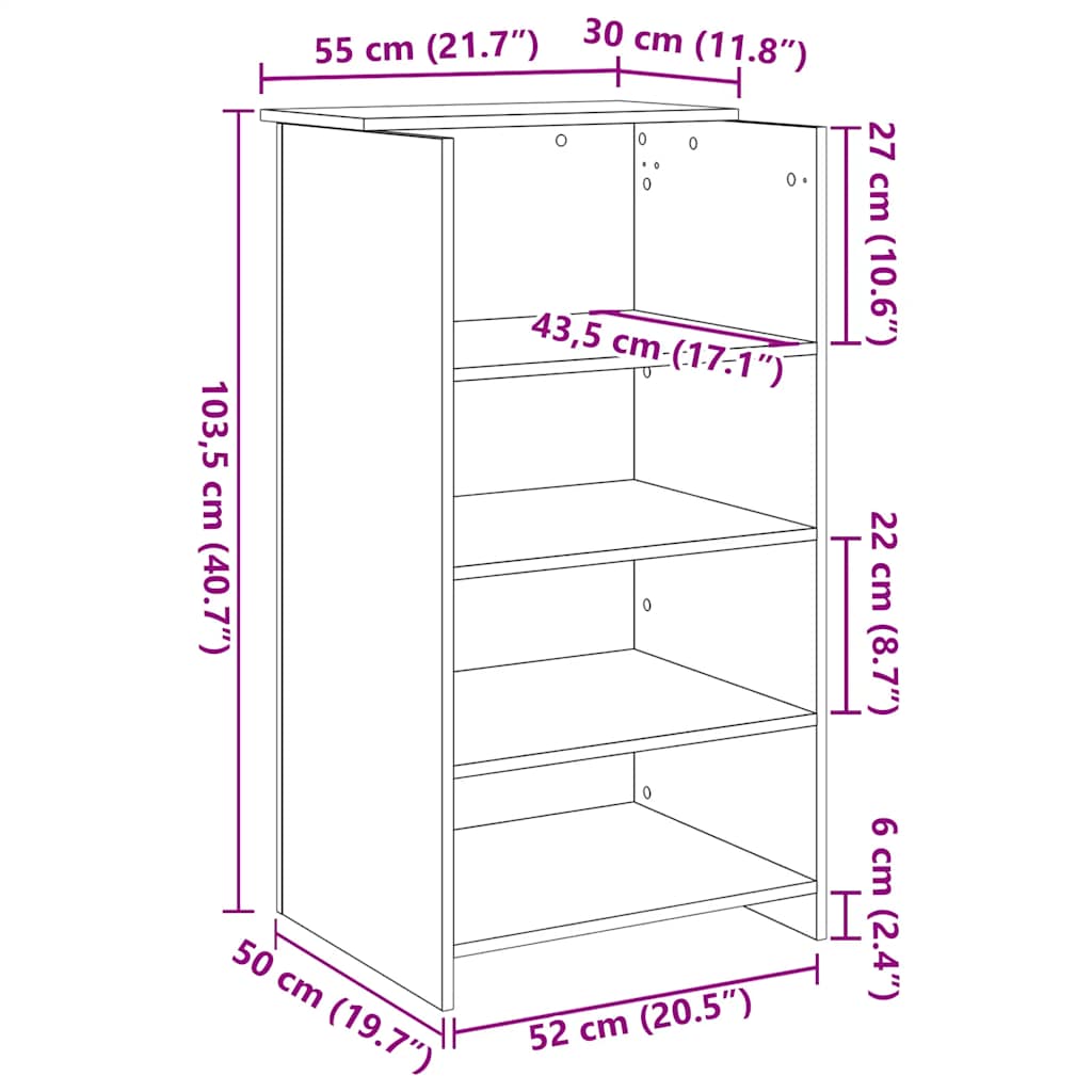 Resepsjonsdisk hvit 55x50x103,5 cm konstruert tre