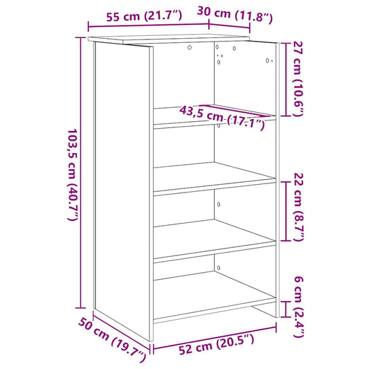 Resepsjonsdisk hvit 55x50x103,5 cm konstruert tre