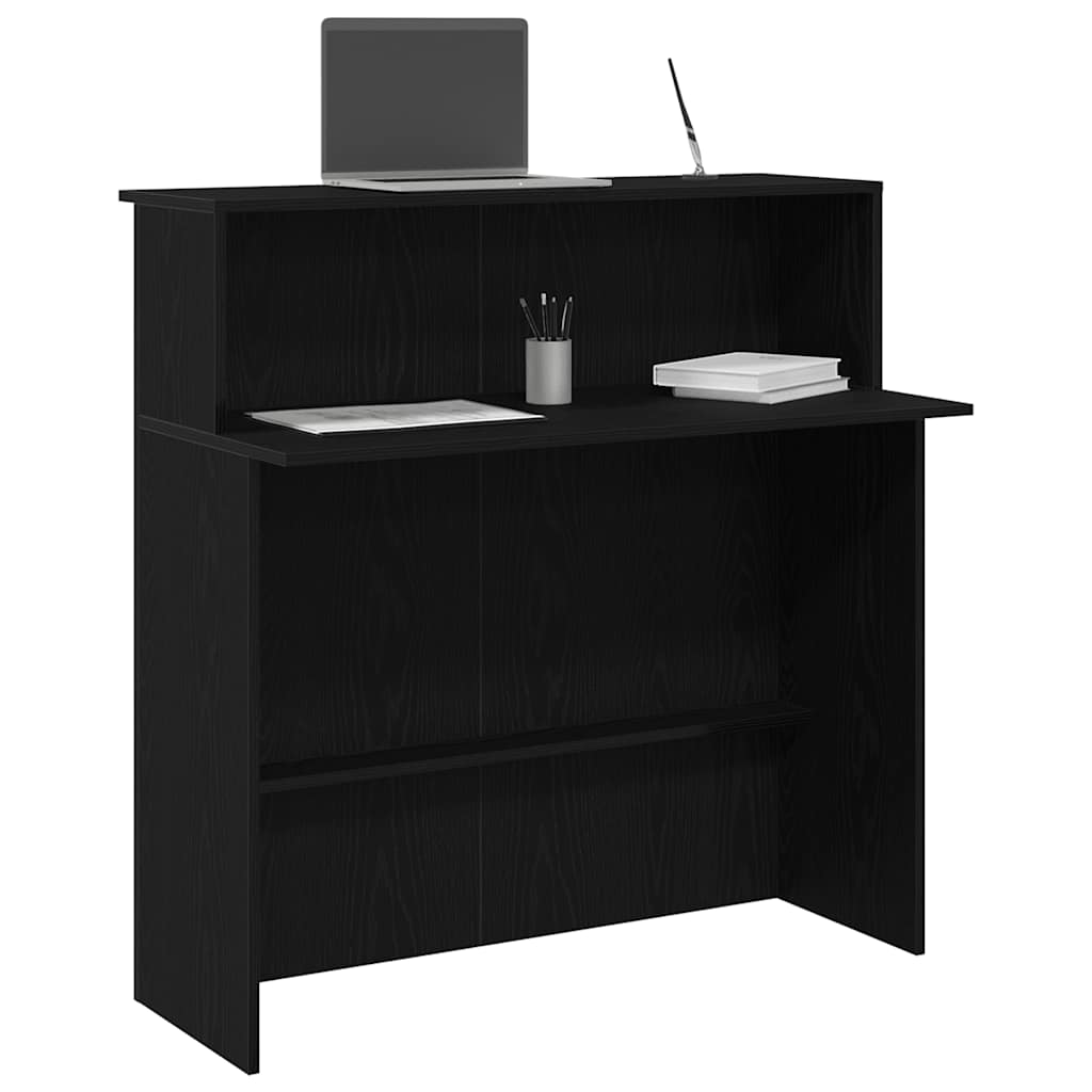 Resepsjonspult svart 100x50x103,5 cm konstruert tre