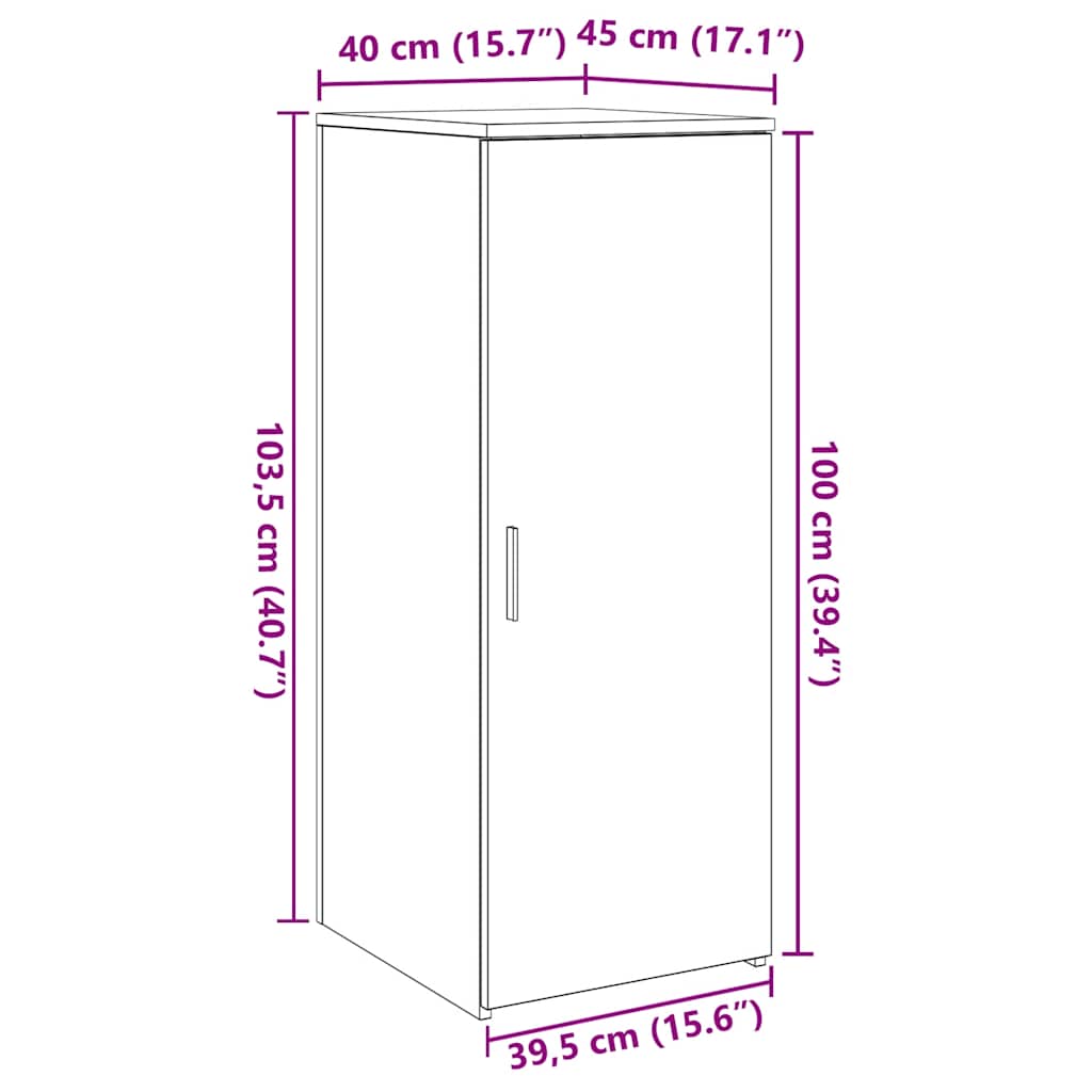 Oppbevaringsskap betonggrå 40x45x103,5 cm konstruert tre