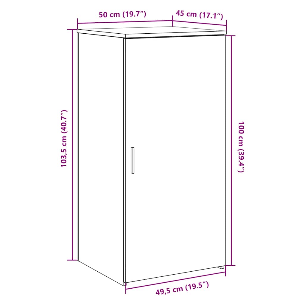 Oppbevaringsskap sonoma eik 50x45x103,5 cm konstruert tre