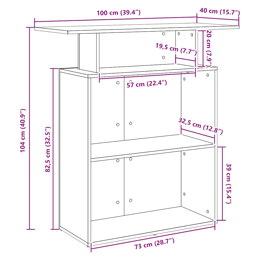 Resepsjonsdisk hvit 100x40x104 cm konstruert tre