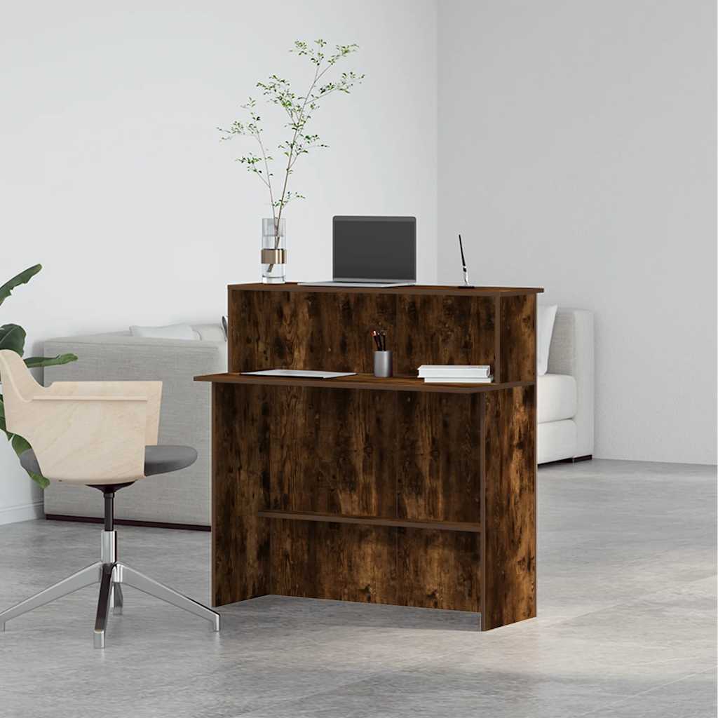 Resepsjonspult røkt eik 100x40x104 cm konstruert tre