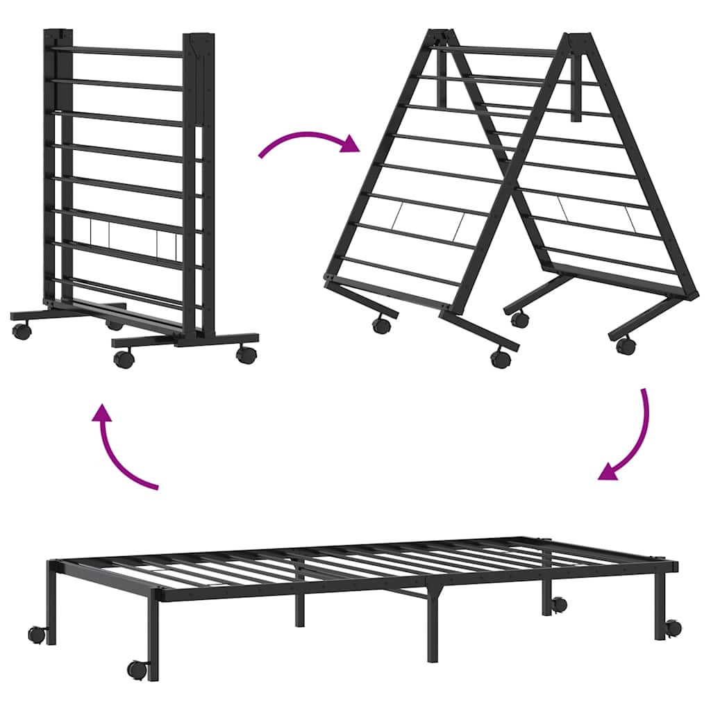 Sengeramme uten madrass sammenleggbar svart 75x190 cm stål