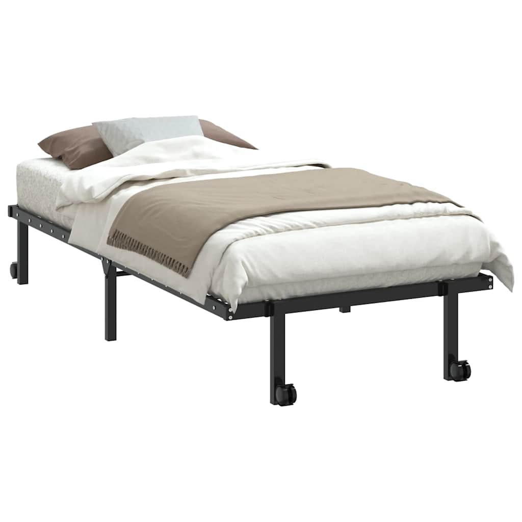 Sengeramme uten madrass sammenleggbar svart 90x190 cm stål