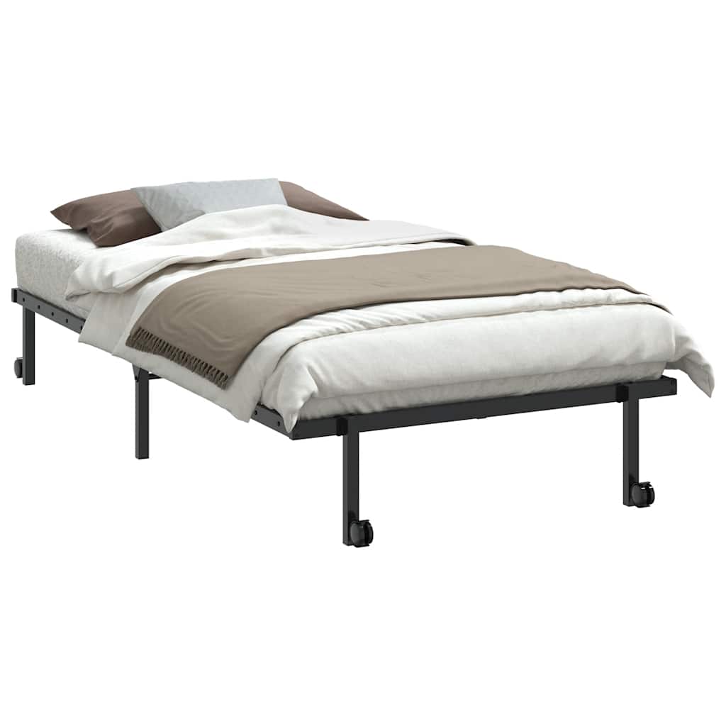 Sengeramme uten madrass sammenleggbar svart 100x190 cm stål