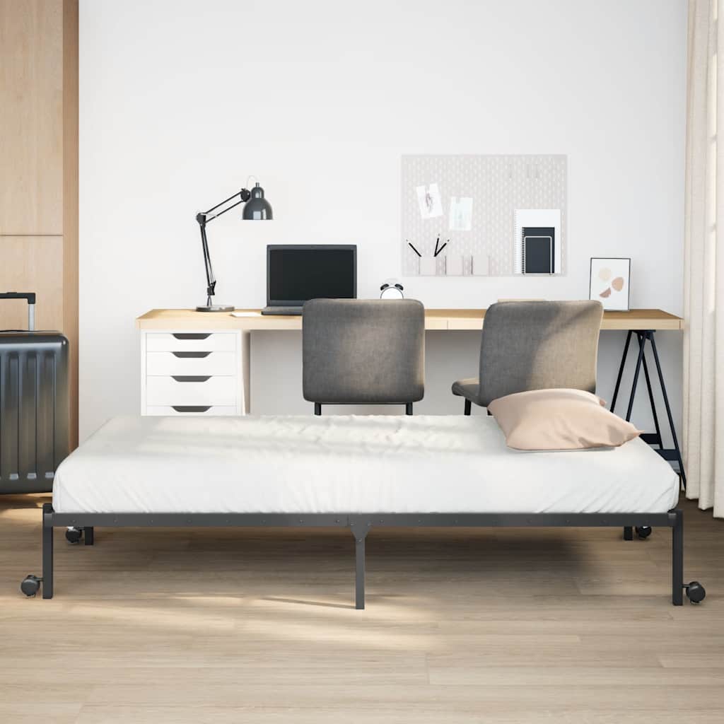 Sengeramme uten madrass sammenleggbar svart 100x190 cm stål