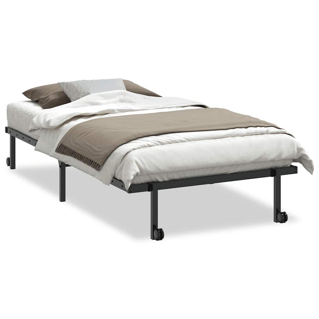 Sengeramme uten madrass sammenleggbar svart 100x200 cm stål