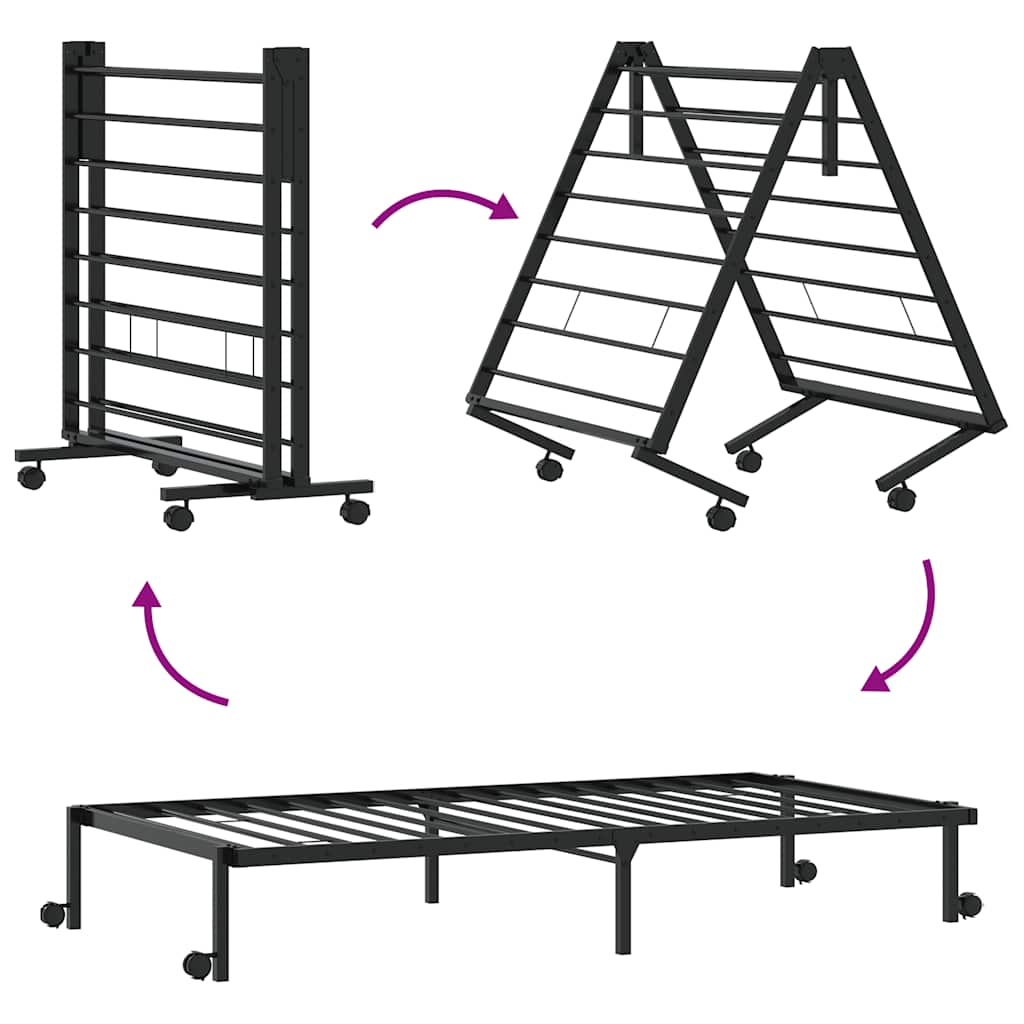 Sengeramme uten madrass sammenleggbar svart 107x203 cm stål