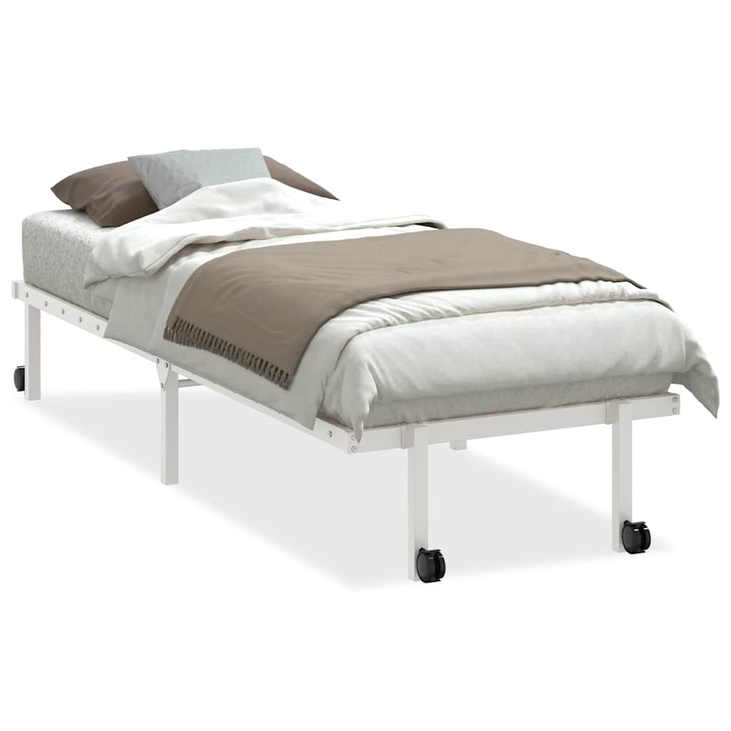 Sengeramme uten madrass sammenleggbar hvit 75x190 cm stål