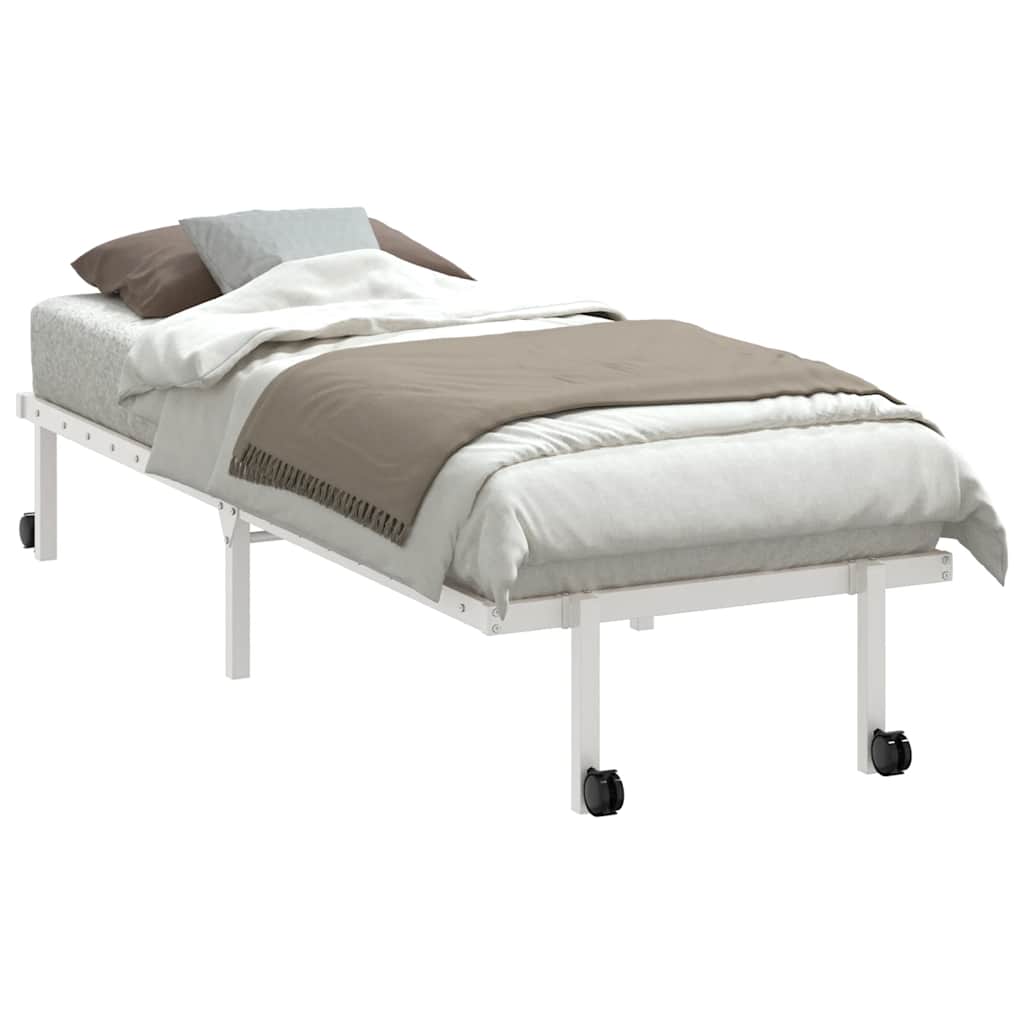 Sengeramme uten madrass sammenleggbar hvit 75x190 cm stål