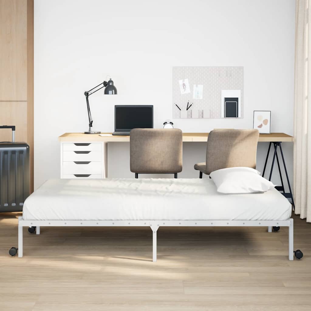 Sengeramme uten madrass sammenleggbar hvit 75x190 cm stål