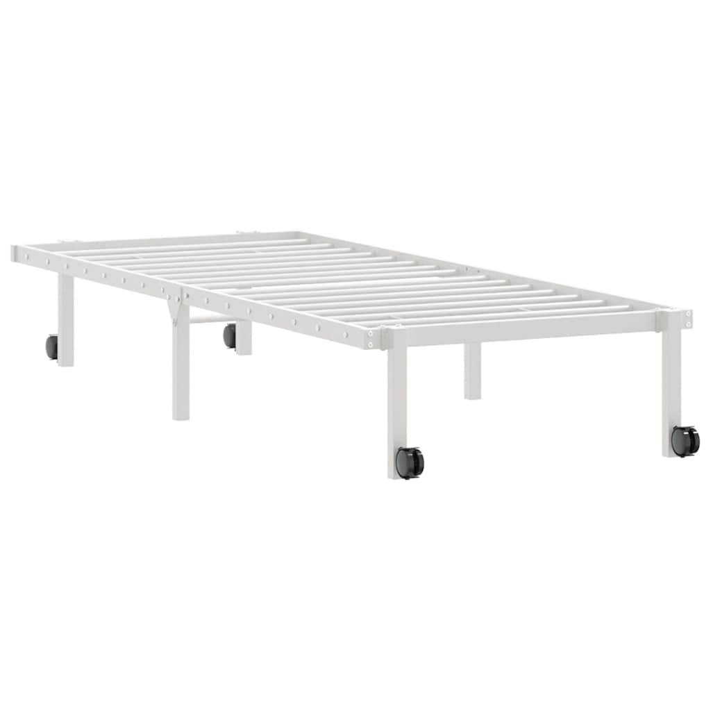 Sengeramme uten madrass sammenleggbar hvit 75x190 cm stål