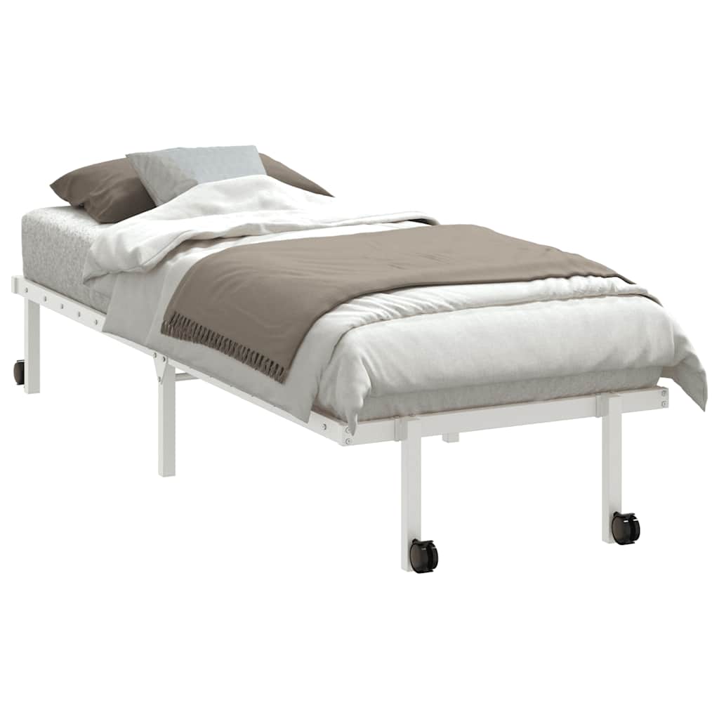 Sengeramme uten madrass sammenleggbar hvit 80x200 cm stål