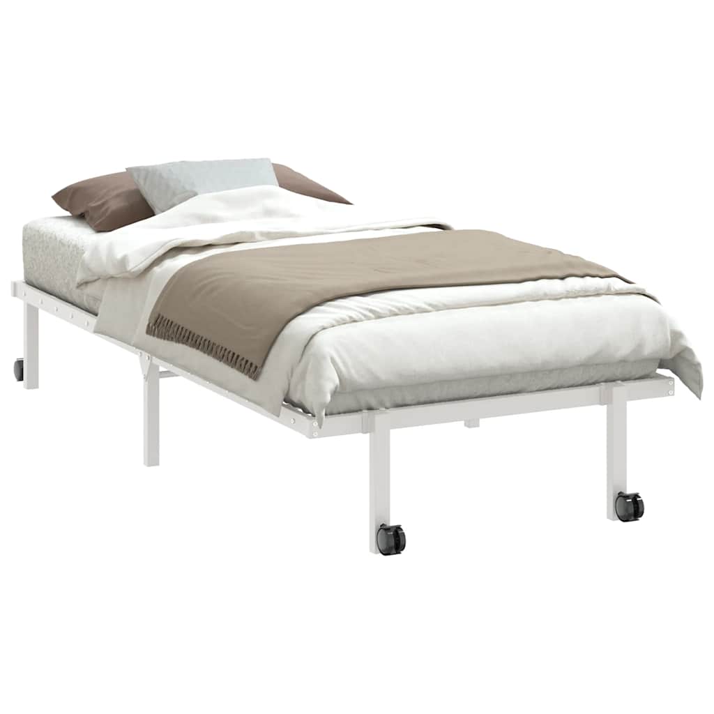 Sengeramme uten madrass sammenleggbar hvit 90x190 cm stål