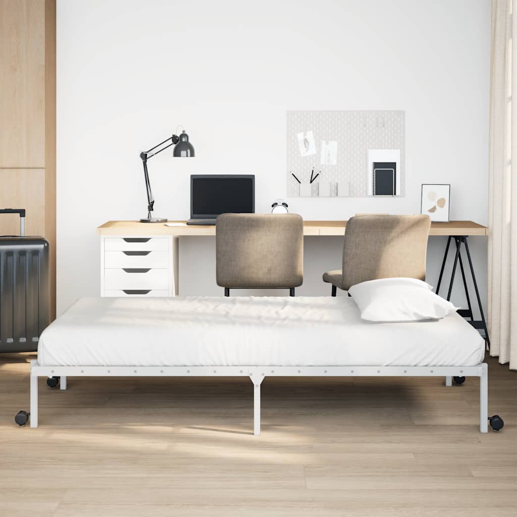 Sengeramme uten madrass sammenleggbar hvit 90x190 cm stål